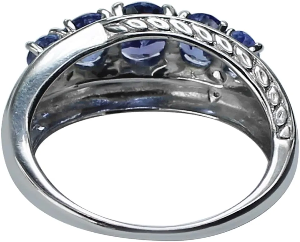 Carillon 0.95 Carat Tanzanite Oval Shape Natural Non-Treated Gemstone 925 Sterling Silver Ring Engagement Jewelry for Women & Men
