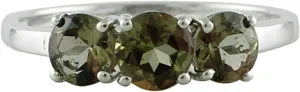 Carillon Andalusite Round Shape Natural Non-Treated Gemstone 925 Sterling Silver Ring Birthday Jewelry (Yellow Gold Plated) for Women & Men