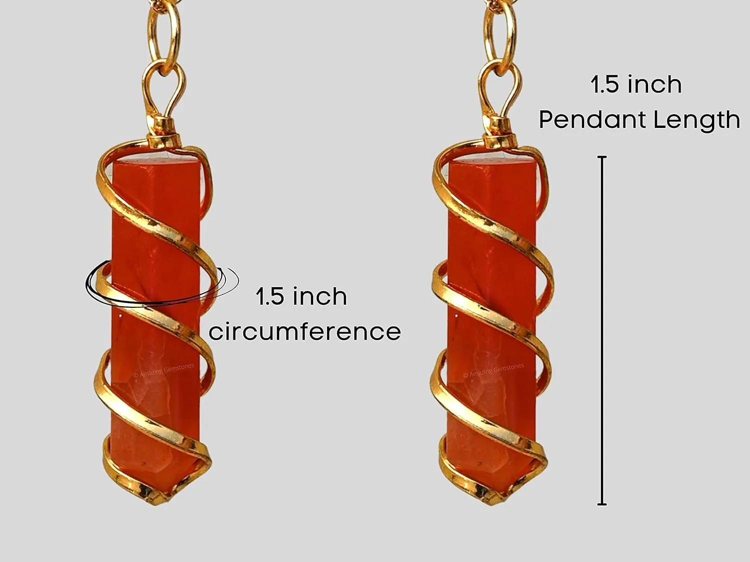 Carnelian Necklace for Women, Real Carnelian Crystal Gold Wrapped Point (Combo Pack of 2 Chains)