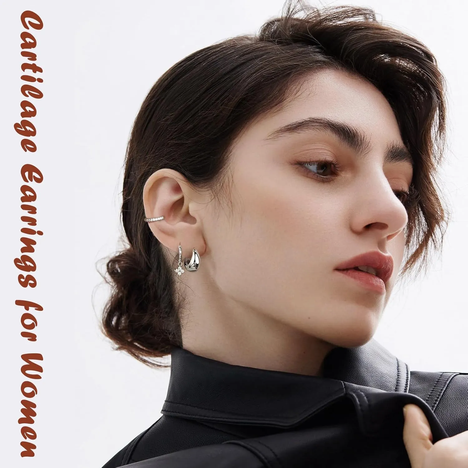 Cartilage Earrings for Women Flat Back-Hypoallergenic Surgical Stainless Steel Earrings Flatback Stud Hoop Earring Stack Helix Conch Tragus Piercing Jewelry (Single-Not A Pair)