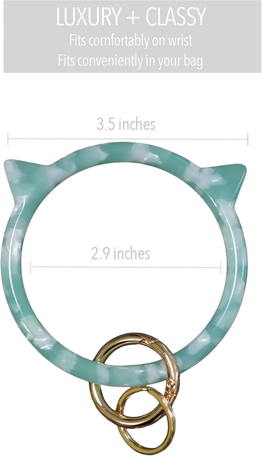 Cat Key Ring Bracelet Wristlet Keychain Keychains Bangle Keyring for Women Girls Key Animal Chain Holder Wrist Car Wallet