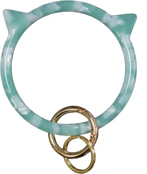 Cat Key Ring Bracelet Wristlet Keychain Keychains Bangle Keyring for Women Girls Key Animal Chain Holder Wrist Car Wallet