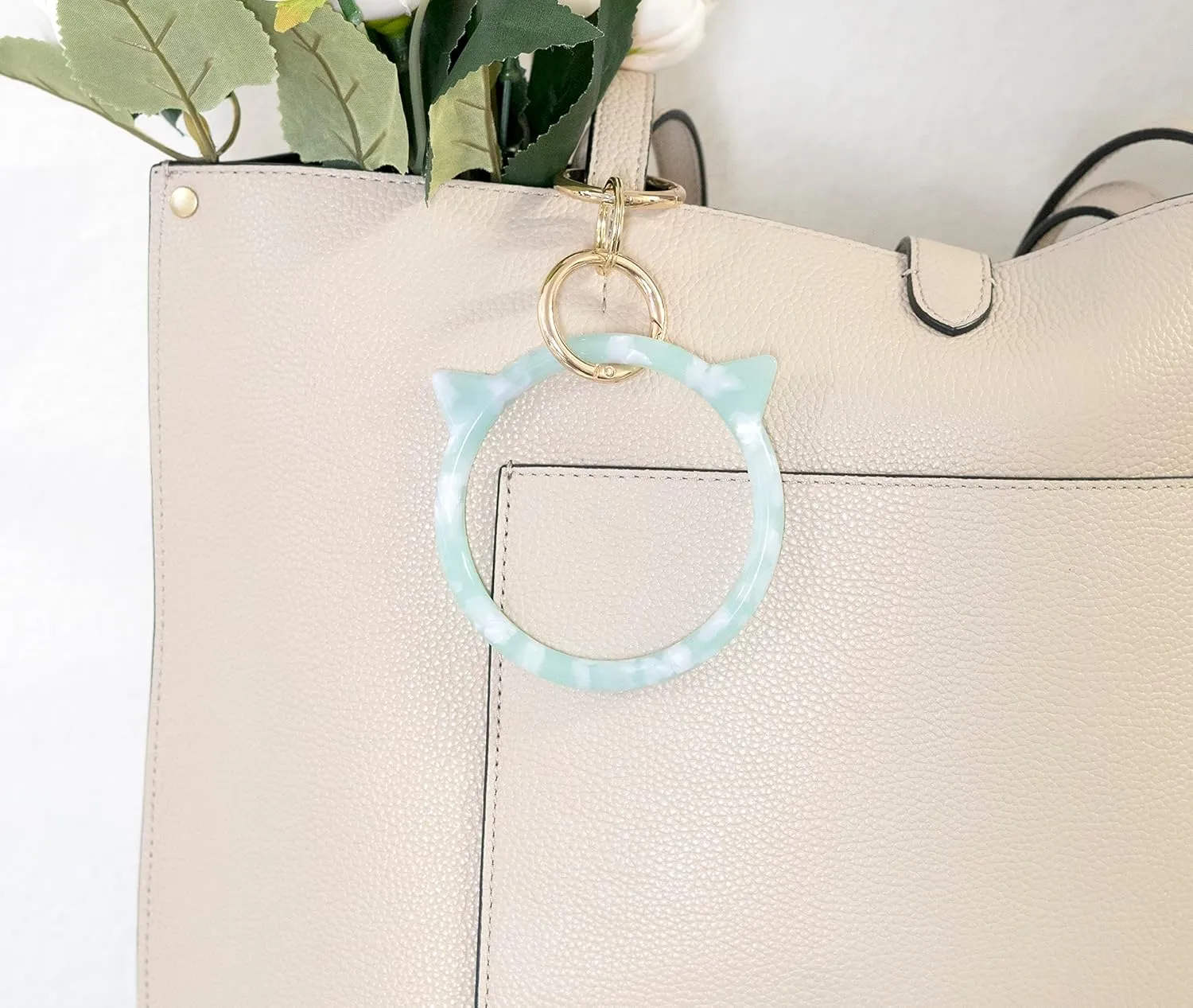 Cat Key Ring Bracelet Wristlet Keychain Keychains Bangle Keyring for Women Girls Key Animal Chain Holder Wrist Car Wallet