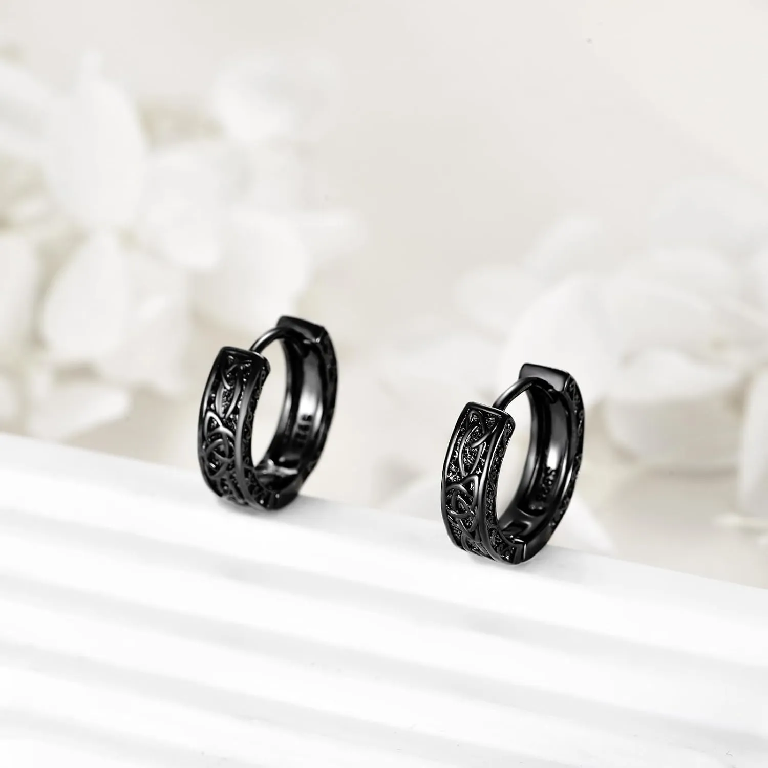 Celtic Knot Hoop Earrings 925 Sterling Silver Men Hoop Earrings Small Vintage Irish Earrings for Men Women