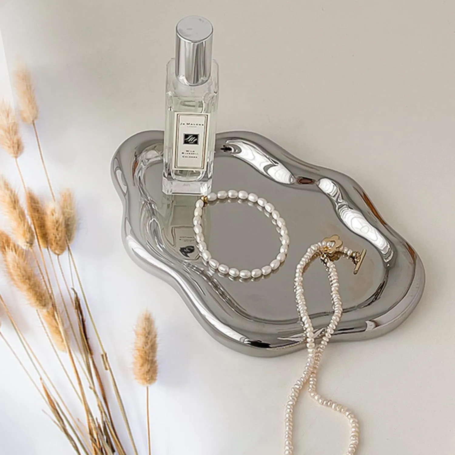 Ceramic Jewelry Dish for Women, Jewelry Tray Trinket Dish, Cloud Jewelry Holder Plate, Watch Keys Tray Ring Dish Holder for Mother's Day/Christmas/Thanksgiving/Birthday Gift(Silver)