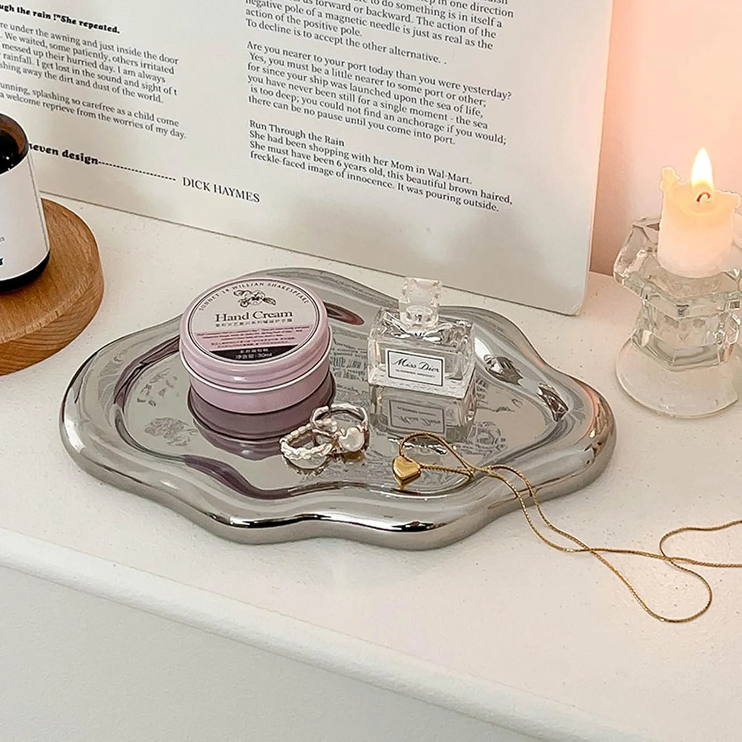 Ceramic Jewelry Dish for Women, Jewelry Tray Trinket Dish, Cloud Jewelry Holder Plate, Watch Keys Tray Ring Dish Holder for Mother's Day/Christmas/Thanksgiving/Birthday Gift(Silver)