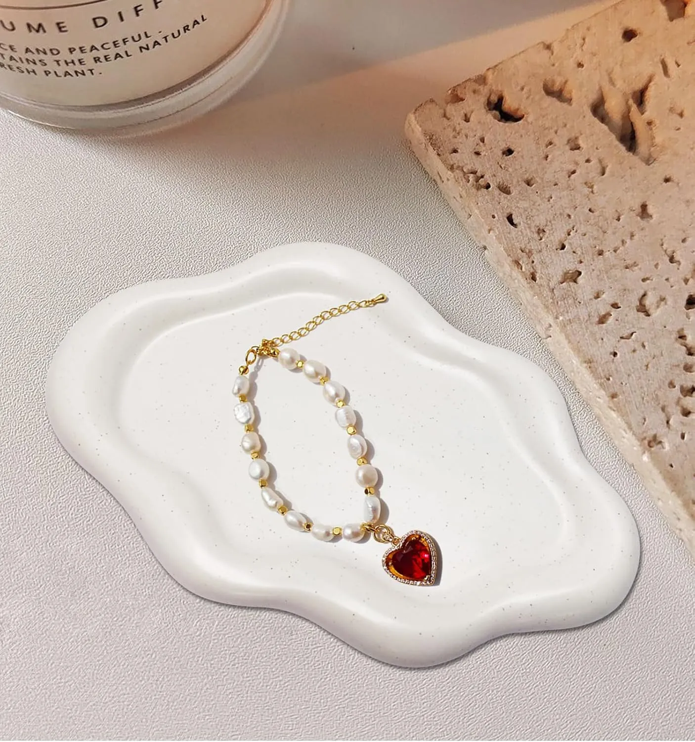 Ceramic Jewelry Dish for Women, Jewelry Tray Trinket Dish, Cloud Tray Jewelry Plate, Watch Keys Tray Ring Dish Holder for Mother's Day/Christmas/Thanksgiving/Birthday Gift, Off-white Spotted