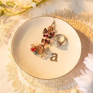 Ceramic Ring Holder for Jewelry, Jewelry Tray, Ring Dish, Aesthetic Room Decor, Engagement Gifts Bride Gifts Wedding Gifts for Women, White, 4.75"(A)