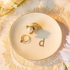Ceramic Ring Holder for Jewelry, Jewelry Tray, Ring Dish, Aesthetic Room Decor, Engagement Gifts Bride Gifts Wedding Gifts for Women, White, 4.75"(D)