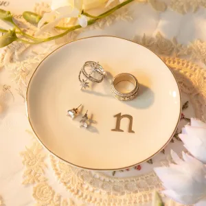 Ceramic Ring Holder for Jewelry, Jewelry Tray, Ring Dish, Aesthetic Room Decor, Engagement Gifts Bride Gifts Wedding Gifts for Women, White, 4.75"(N)