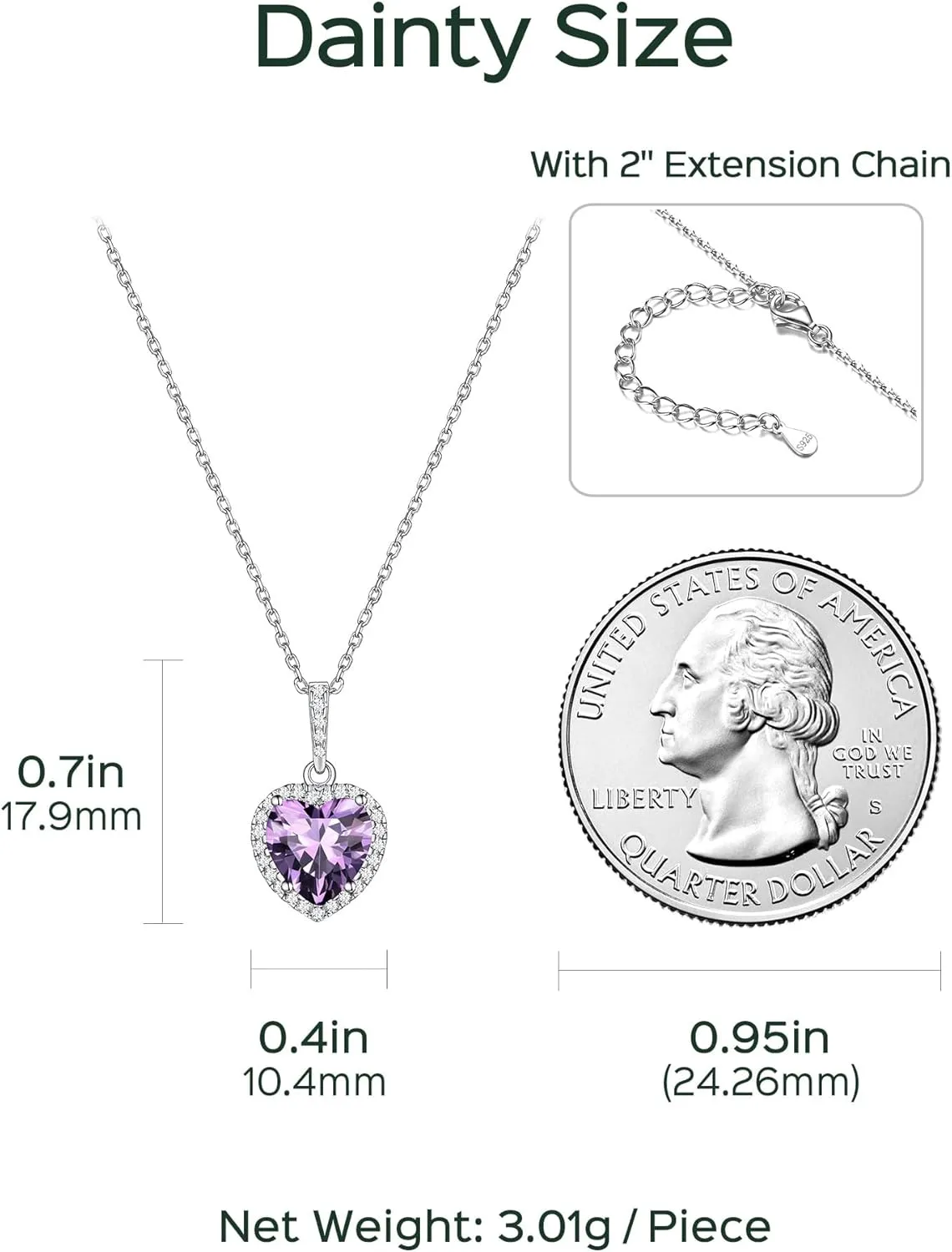 ChicSilver 925 Sterling Silver Heart/Round/Pear/Emerald Cut Simulated Birthstone Halo Necklace Birthday Gift for Women Girls (with Gift Box)