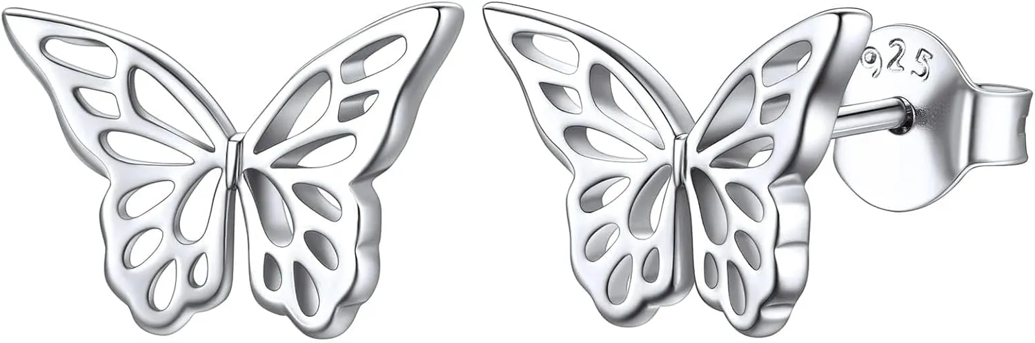 ChicSilver Hypoallergenic 925 Sterling Silver Stud Earrings, Dainty Simple Heart/Star/Moon/Lightning/Sun Earrings for Women (with Gift Box)