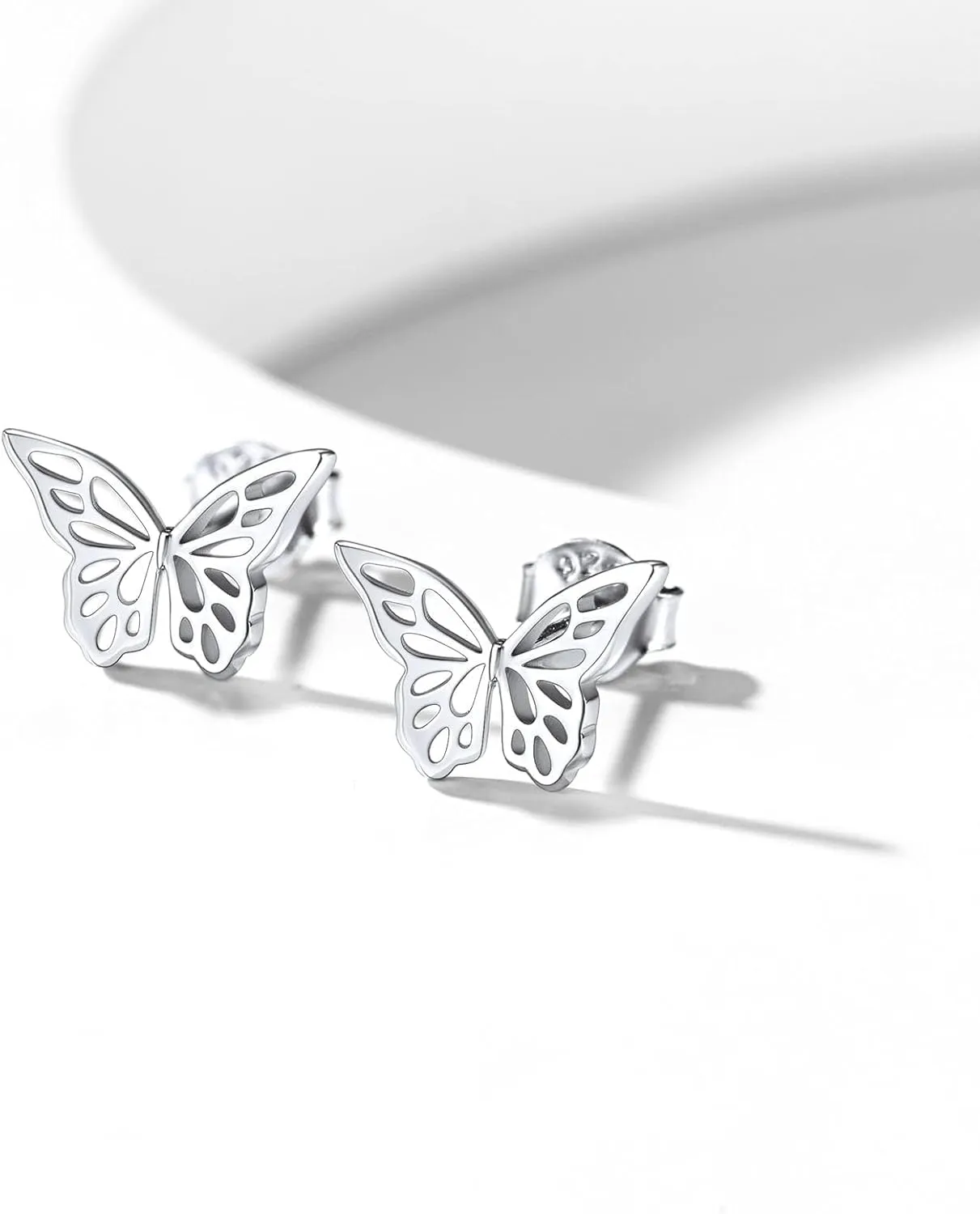 ChicSilver Hypoallergenic 925 Sterling Silver Stud Earrings, Dainty Simple Heart/Star/Moon/Lightning/Sun Earrings for Women (with Gift Box)