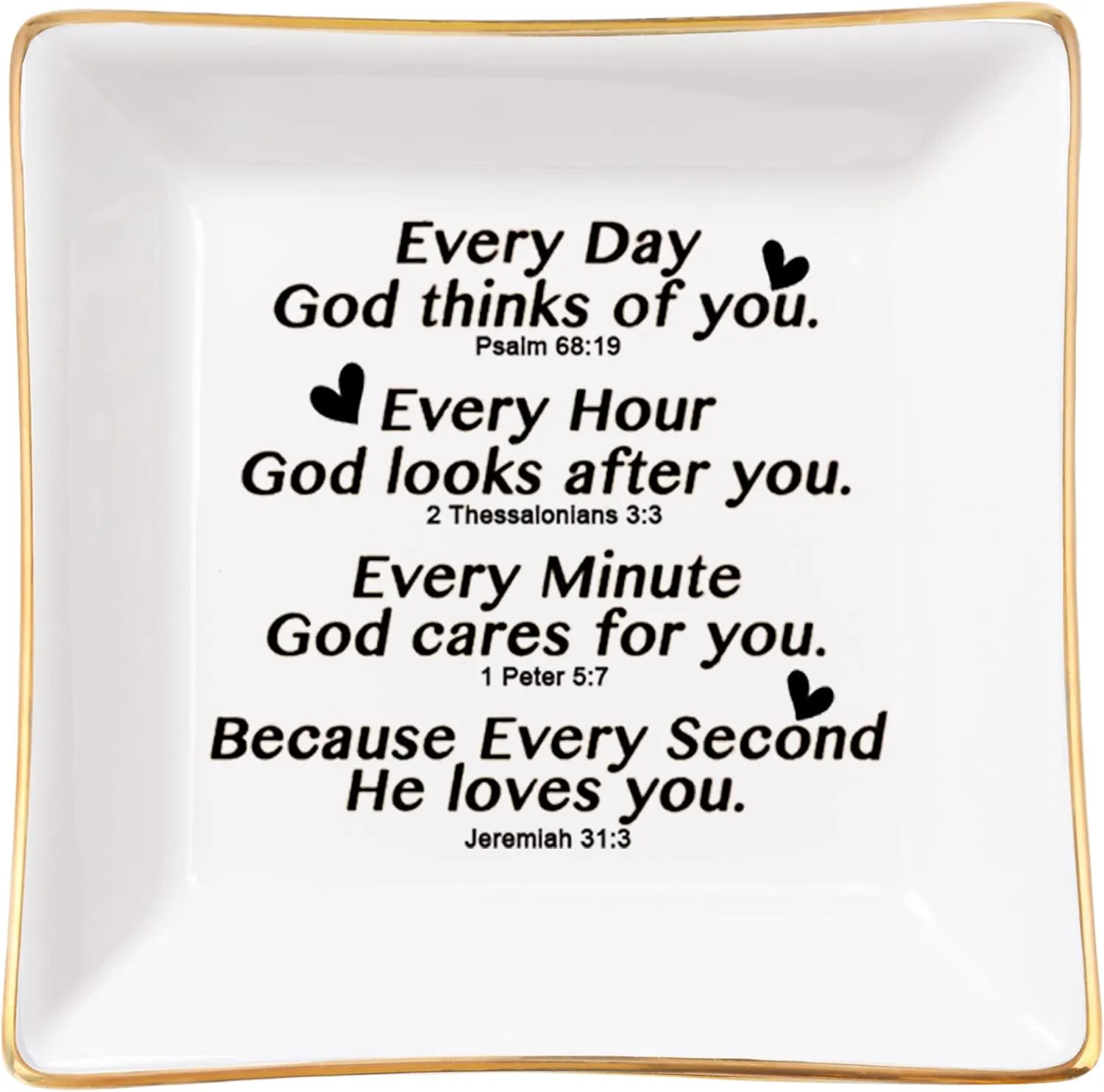 Christian Gifts for Women Faith Jewelry Dish with Bible Verse Prayers, Religious Gifts Scripture Gifts Spiritual Gifts for Women Men Friends Birthday - Every Second God He Loves You