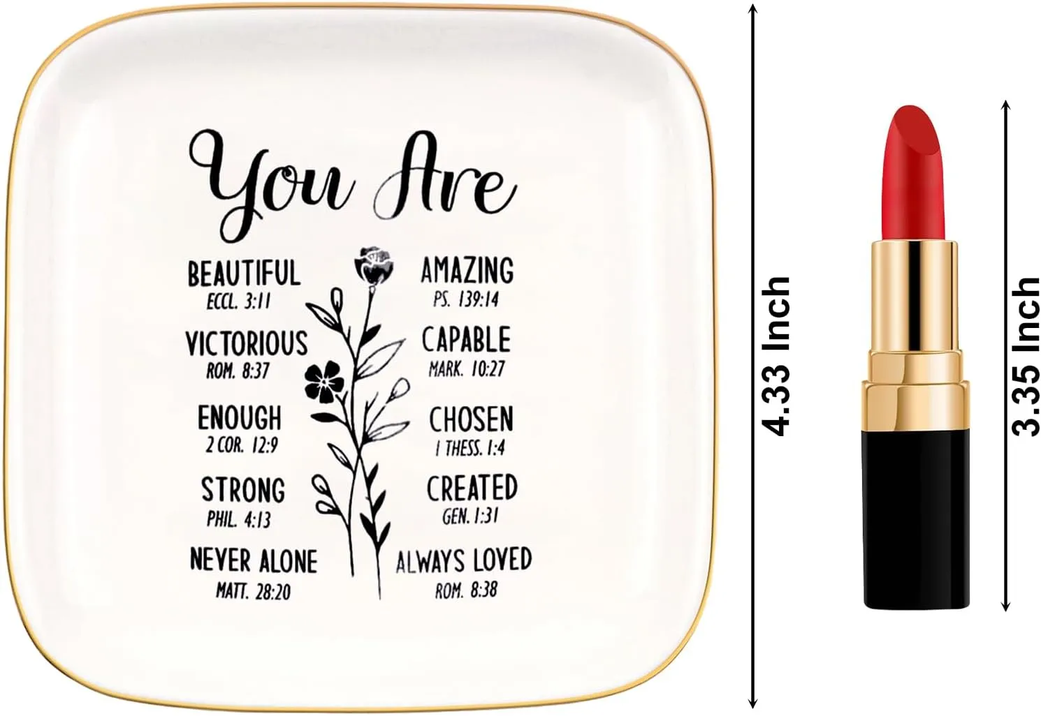 Christian Gifts for Women Jewelry Dish, Inspirational Religious Gifts for Faith Religious Gifts, Spiritual Christian Gifts for Teens Girls and Women, Christian Bible Verse Ring Tray Catholic Gifts