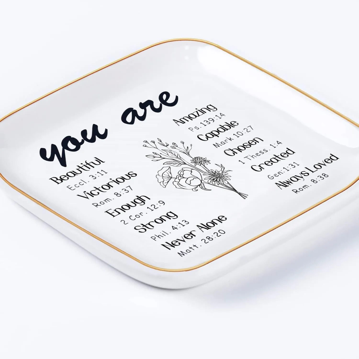 Christian Gifts: Trinket Dish Tray, Religious Catholic Spiritual Gifts - Bible Verse Gifts for Christian Women & Teen Girls - Birthday, Christmas Ring Dish Jewelry Tray Gift