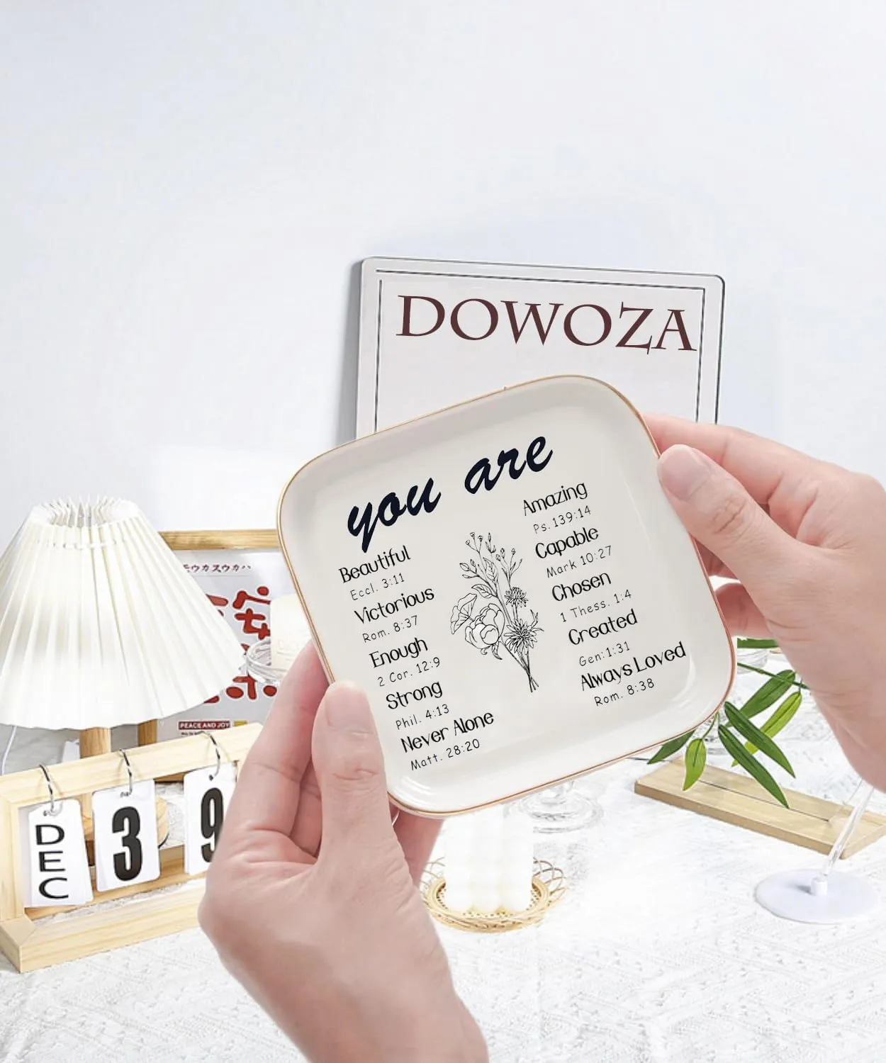 Christian Gifts: Trinket Dish Tray, Religious Catholic Spiritual Gifts - Bible Verse Gifts for Christian Women & Teen Girls - Birthday, Christmas Ring Dish Jewelry Tray Gift