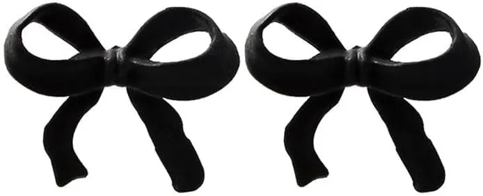 Christmas Bow Earrings for Women Holiday Xmas Earrings Velvet Bow Stud Earrings Christmas New Year Black Red Earrings Gifts