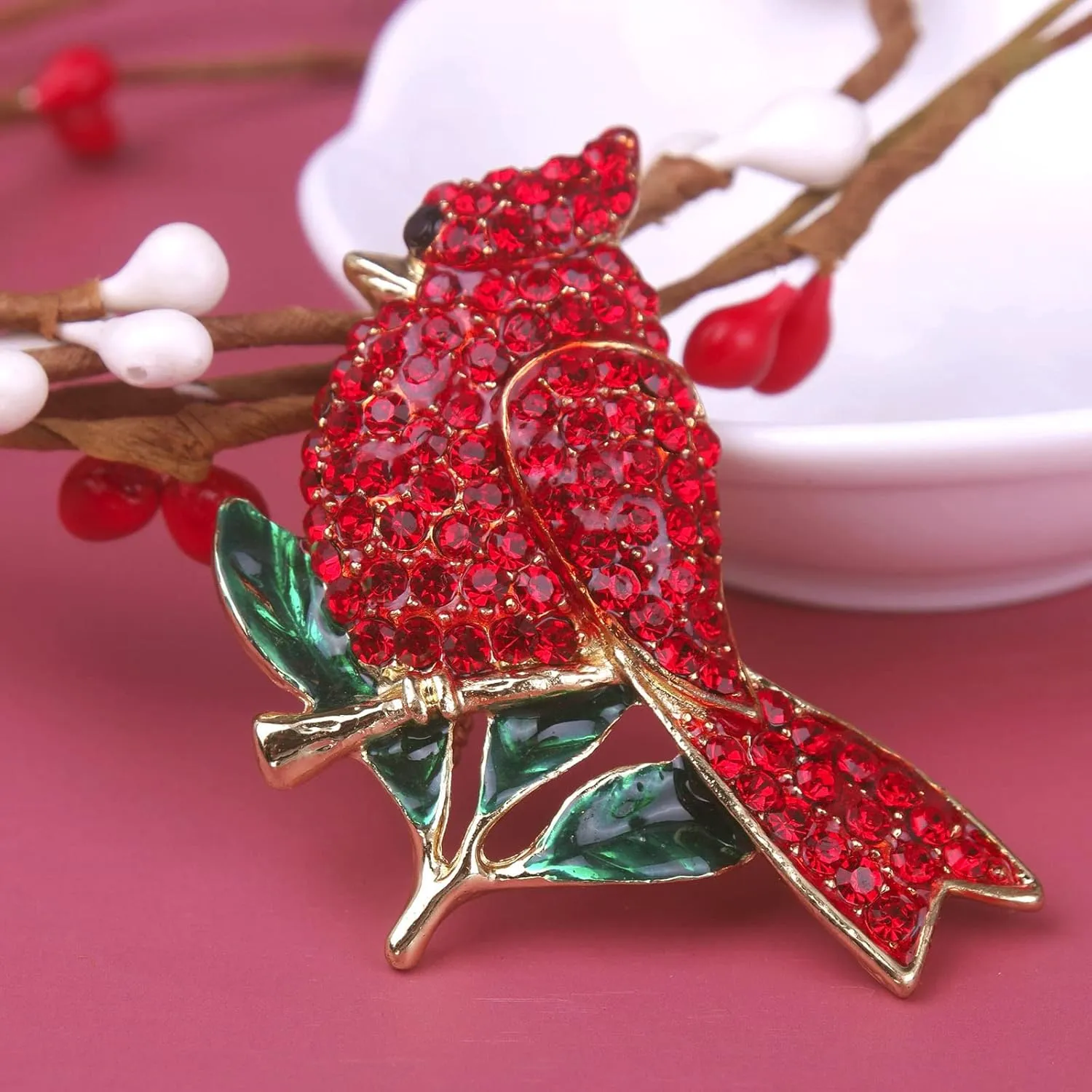 Christmas Brooches and Pins for Women Girls Rhinestone Crystal Vintage Christmas Brooch Cute Deer Snowman Bells Christmas Tree Cardinal Bird Pins Christmas Jewelry Holiday Gifts