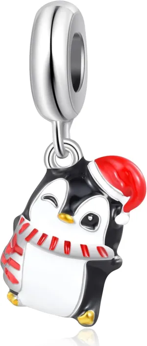 Christmas Penguin Snowman Gingerbread Man Candy Deer Egg Charm for European Bracelet Gift