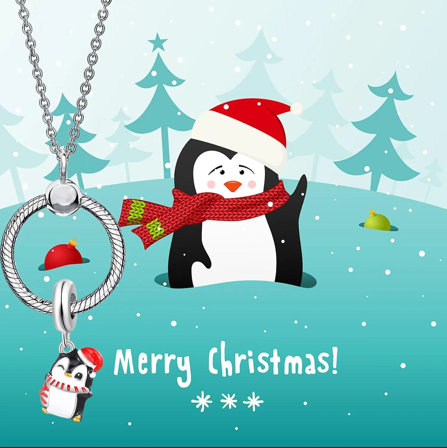 Christmas Penguin Snowman Gingerbread Man Candy Deer Egg Charm for European Bracelet Gift