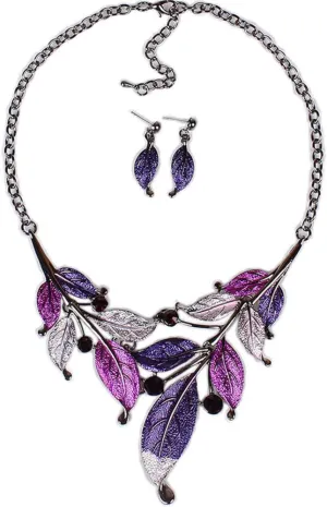 Chunky Bib Collar Necklace Vintage Leaf Bohemian Boho Statement Necklace Earring Women Fashion Jewerly Set