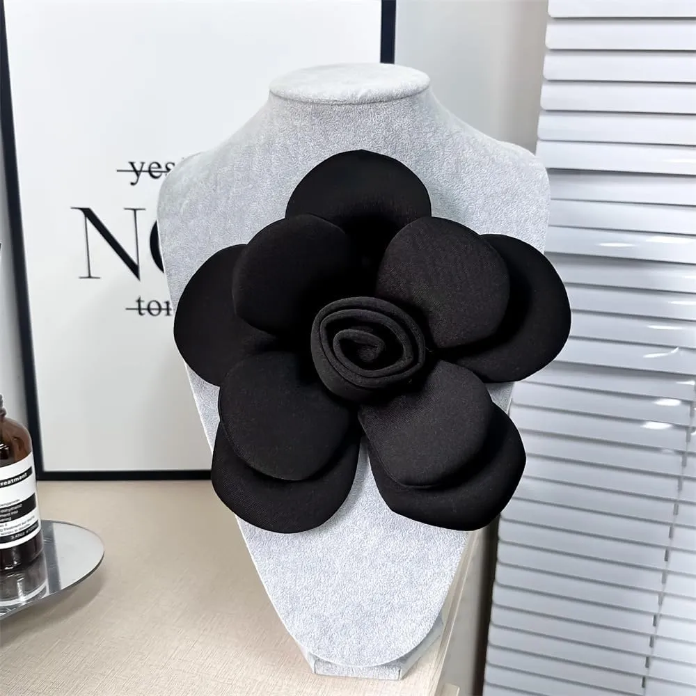 Chunky Fabric Flower Brooch Pin for Women Girls Fashion Dainty Layered Rose Camellia Flowers Corsage Boutonniere Brooches Lapel Pins Elegant Wedding Holiday Party Dress Accessories Jewelry