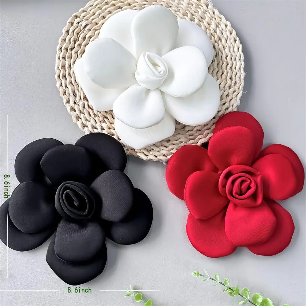 Chunky Fabric Flower Brooch Pin for Women Girls Fashion Dainty Layered Rose Camellia Flowers Corsage Boutonniere Brooches Lapel Pins Elegant Wedding Holiday Party Dress Accessories Jewelry