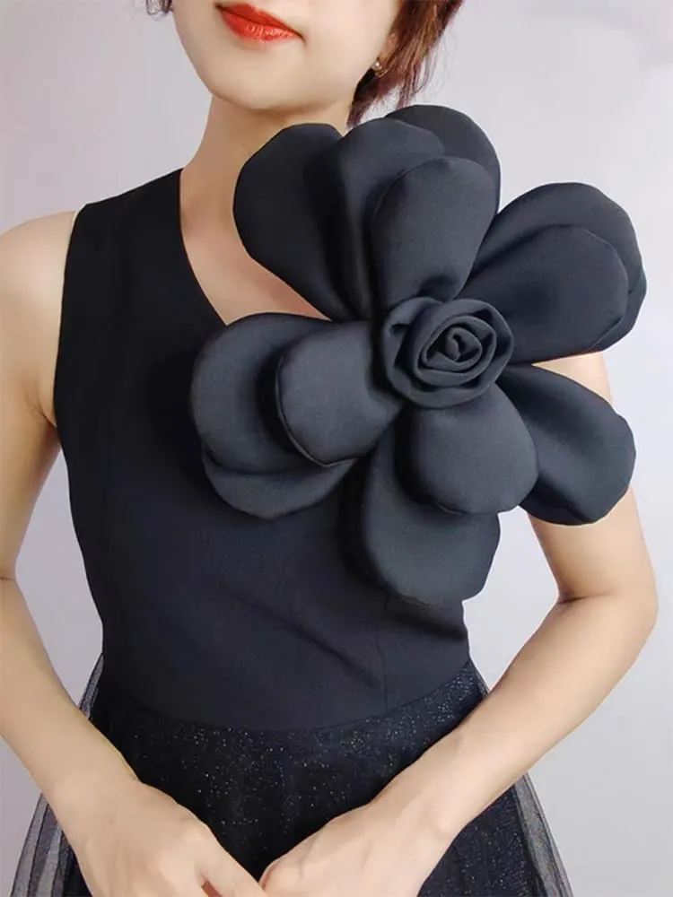 Chunky Fabric Flower Brooch Pin for Women Girls Fashion Dainty Layered Rose Camellia Flowers Corsage Boutonniere Brooches Lapel Pins Elegant Wedding Holiday Party Dress Accessories Jewelry
