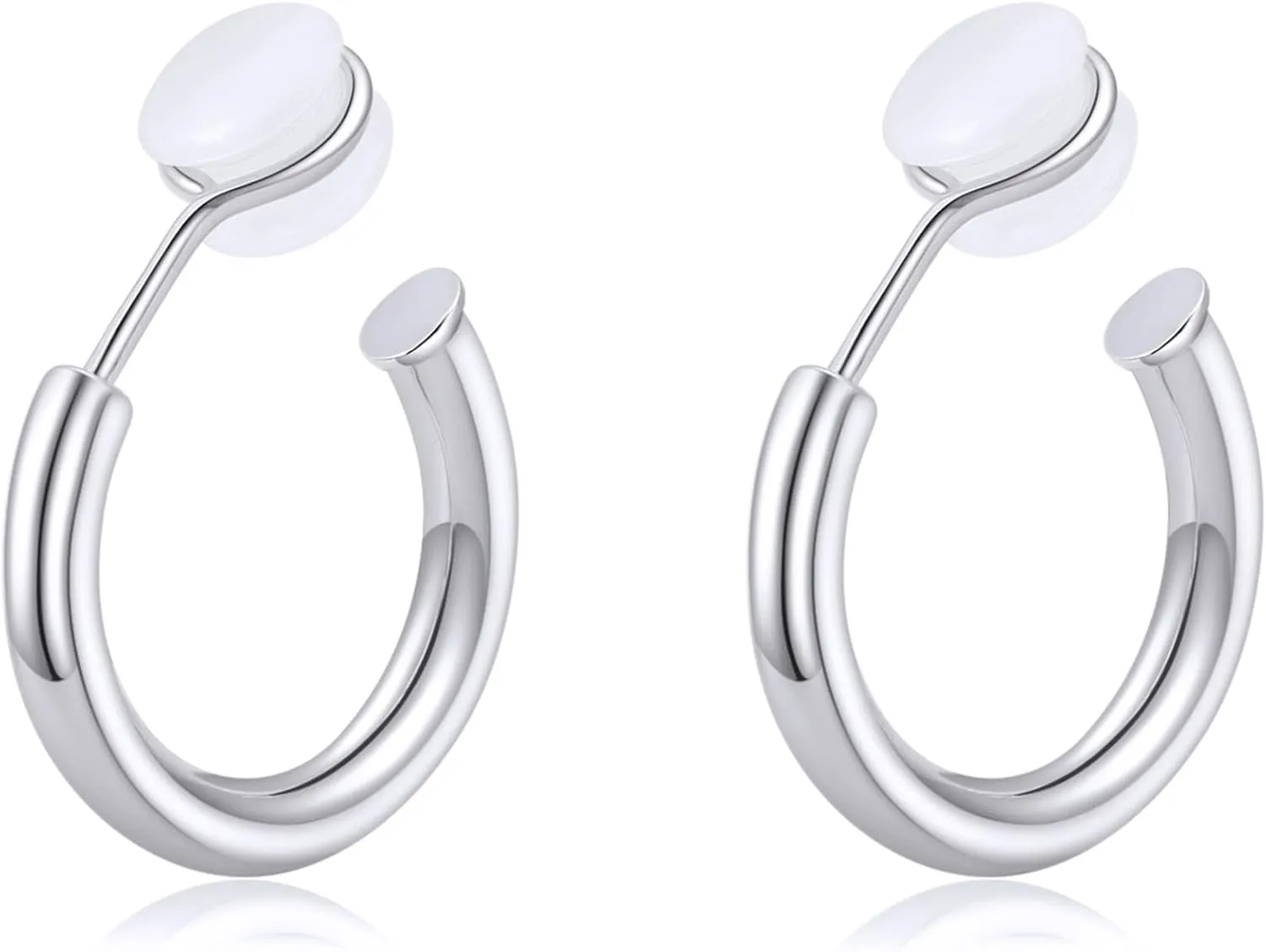 Chunky Gold Clip On Hoop Earrings for Women 14K Gold Plated Non Pierced Tube Hoops Hypoallergenic Adjustable No Piercing Fake Earrings