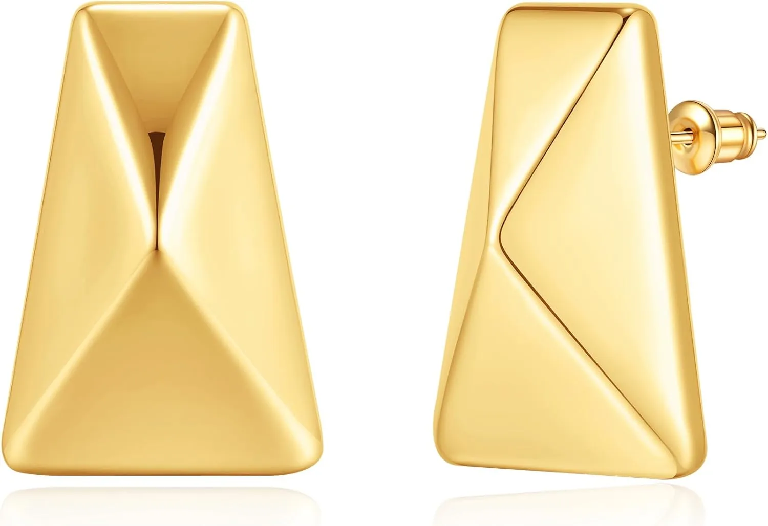 Chunky Gold Earrings for Women, 14K Gold Plated Statement Earrings for Women Large Stud Chunky Gold Earrings Big Geometry Stud Hypoallergenic Lightweight Thick Gold Earrings Trendy Jewelry for Women