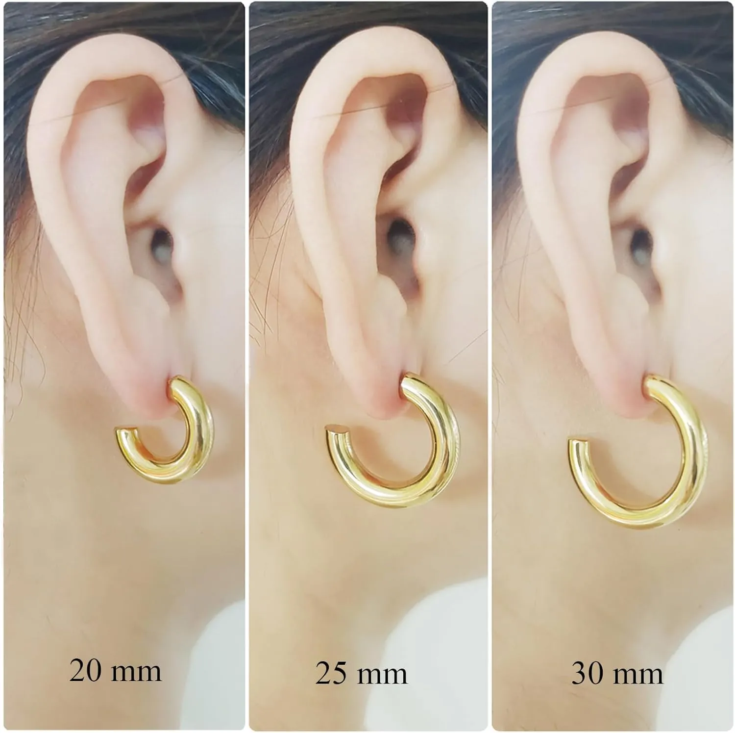 Chunky Gold Hoop Earrings for Women,14K Gold Plated Friendship Bangle Bracelets Stainless Steel Hypoallergenic Jewelry Sets Valentines Christmas Gifts for Women 7.5 Inch