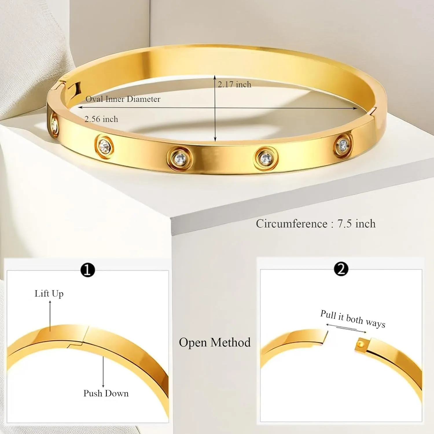 Chunky Gold Hoop Earrings for Women,14K Gold Plated Friendship Bangle Bracelets Stainless Steel Hypoallergenic Jewelry Sets Valentines Christmas Gifts for Women 7.5 Inch
