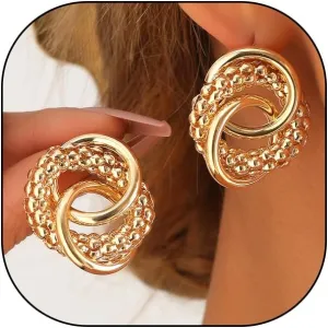 Chunky Gold Knot Statement Earrings for Women Lightweight Minimalist Geometric Hoop Earrings Vintage Twisted Post Stud Earrings Dainty Jewelry Gifts