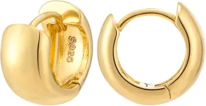 Chunky Gold Plated 925 Sterling Silver Hoop Earrings & Gold Earrings - Trendy Chunky Style Jewelry Gifts for Women