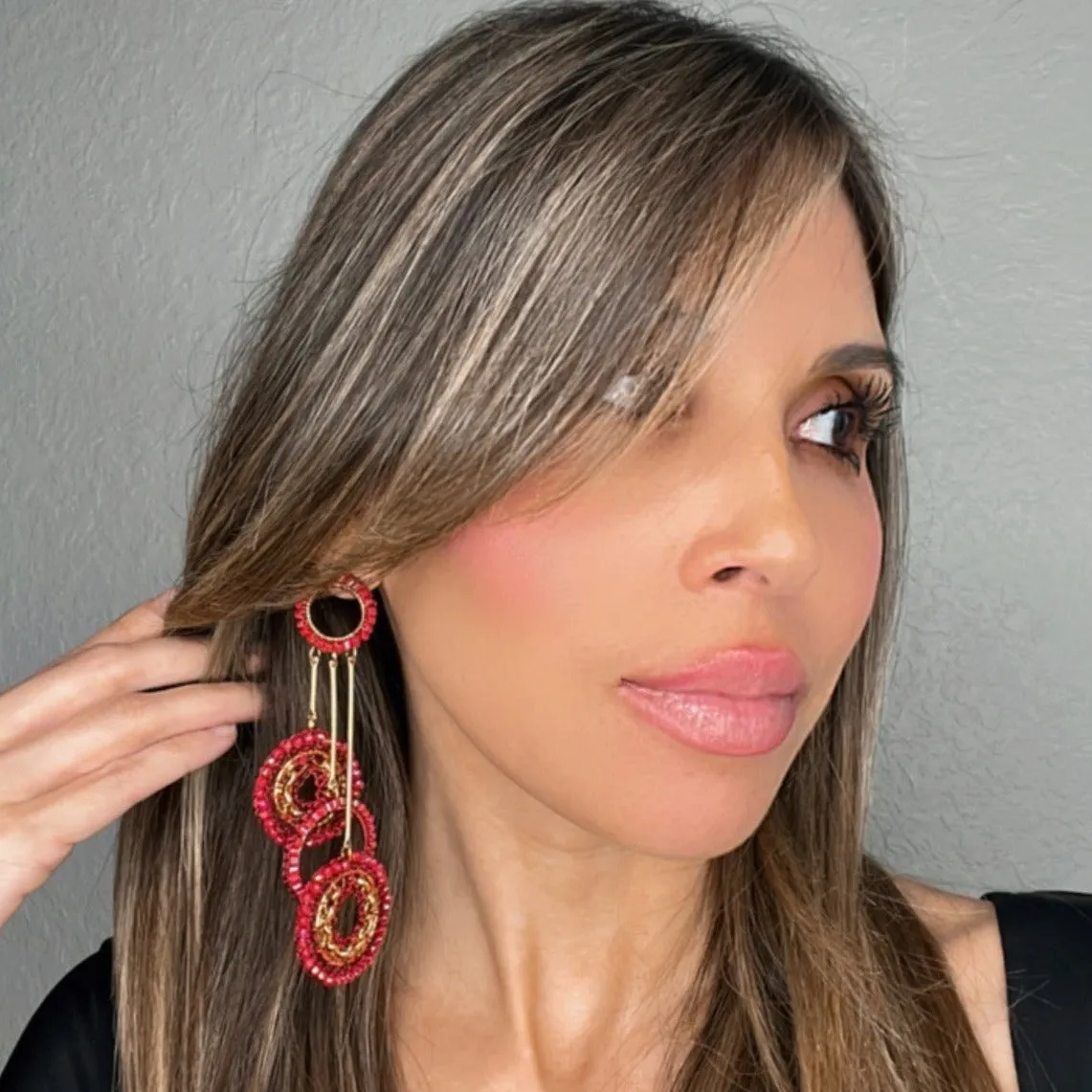 Circle Long Crystal Statement Earring