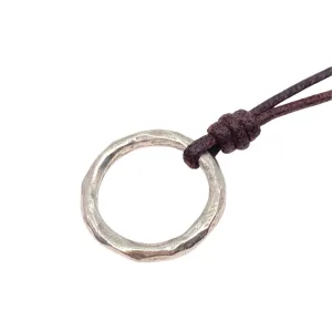 Circle Mens Necklace - Ring Karma Pendant, Boho Eternity Link, Hammered Accessories, Best Friend Gift, Women Gift To Husband, Girls and Boys Choker, Rings Collection, Cute Present (Silver)