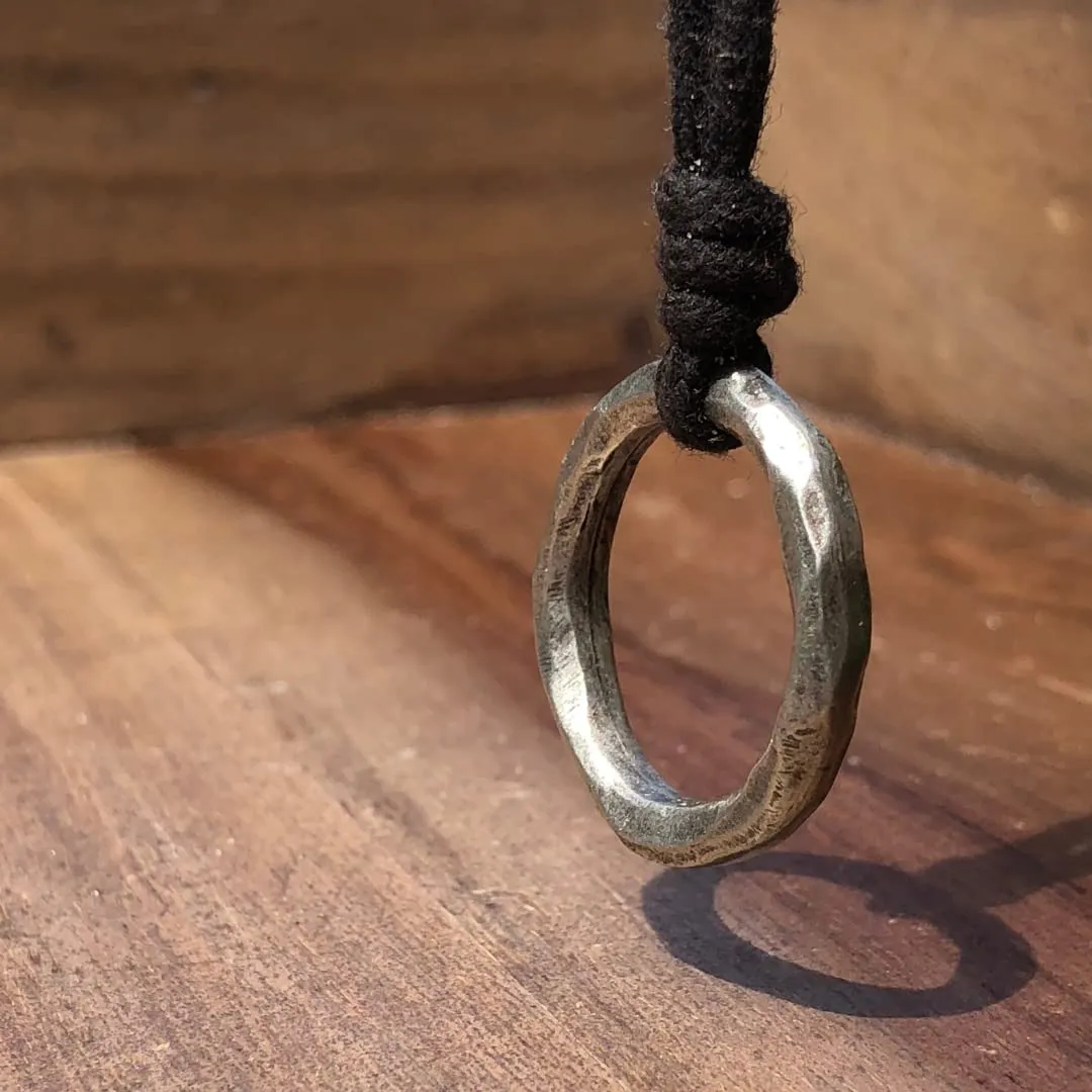 Circle Mens Necklace - Ring Karma Pendant, Boho Eternity Link, Hammered Accessories, Best Friend Gift, Women Gift To Husband, Girls and Boys Choker, Rings Collection, Cute Present (Silver)