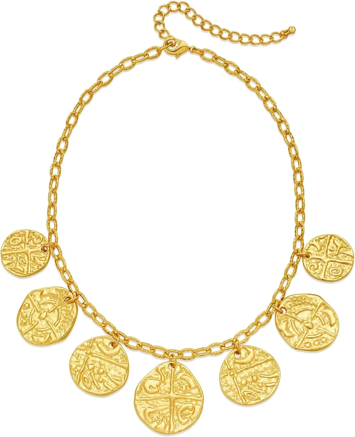 CLASSYZINT Gold Irregular Metal Piece And Coin Pendant Necklace For Women
