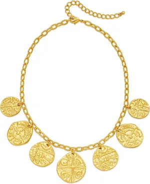 CLASSYZINT Gold Irregular Metal Piece And Coin Pendant Necklace For Women