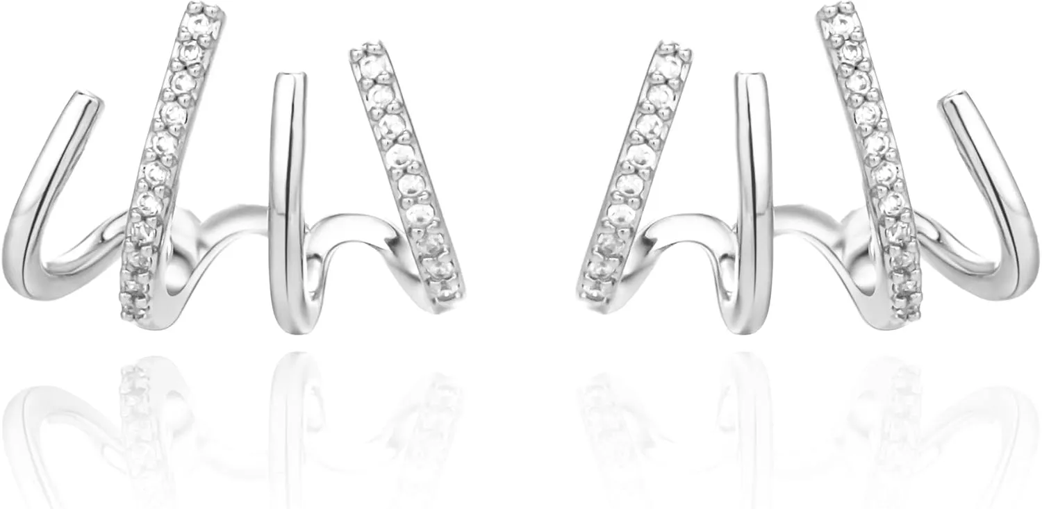 Claw Earring Cuff for Women,Zircon Needle Earrings Tiny Ear Cuffs Stud Earrings Minimalist Ear Wrap Piercing Earrings