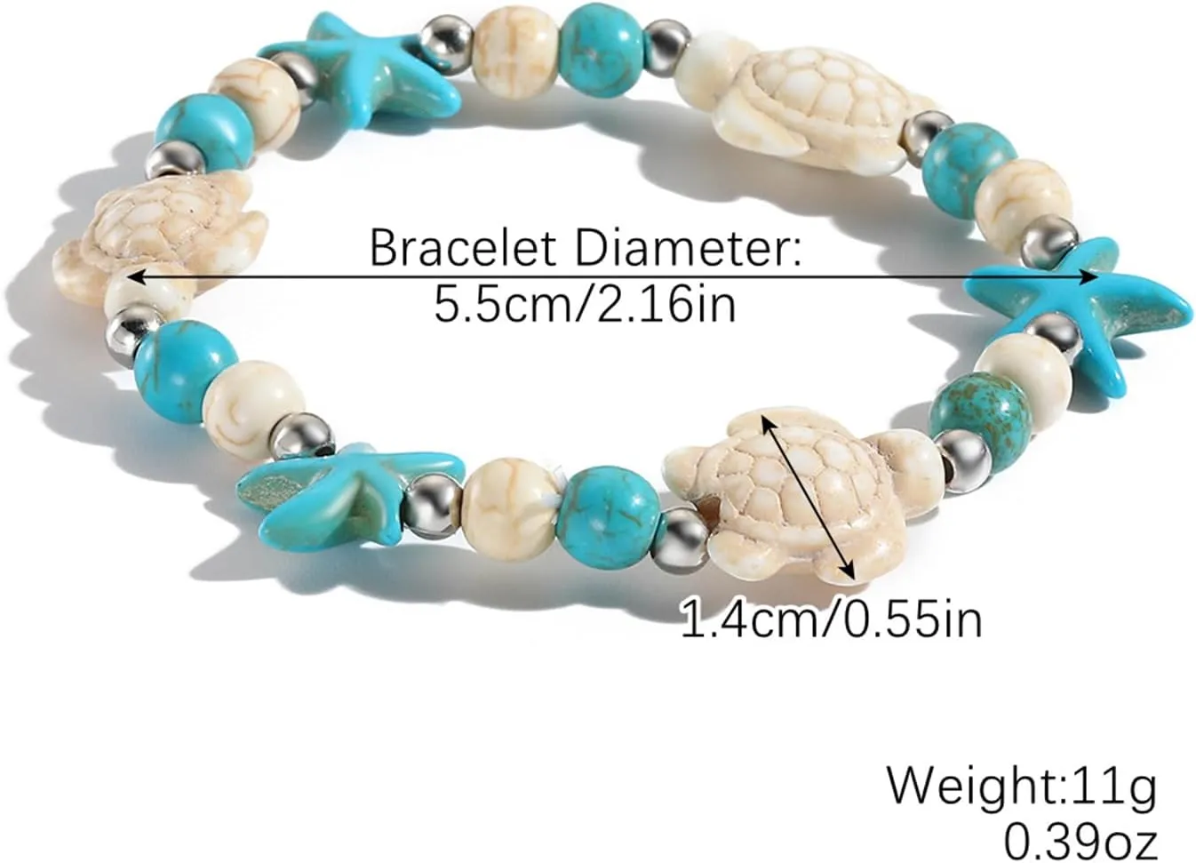 Coadipress Turtle Starfish Bracelet Anklet for Women - Boho Blue Turtle Anklet String Bracelet - Summer Beach Collection Jewelry