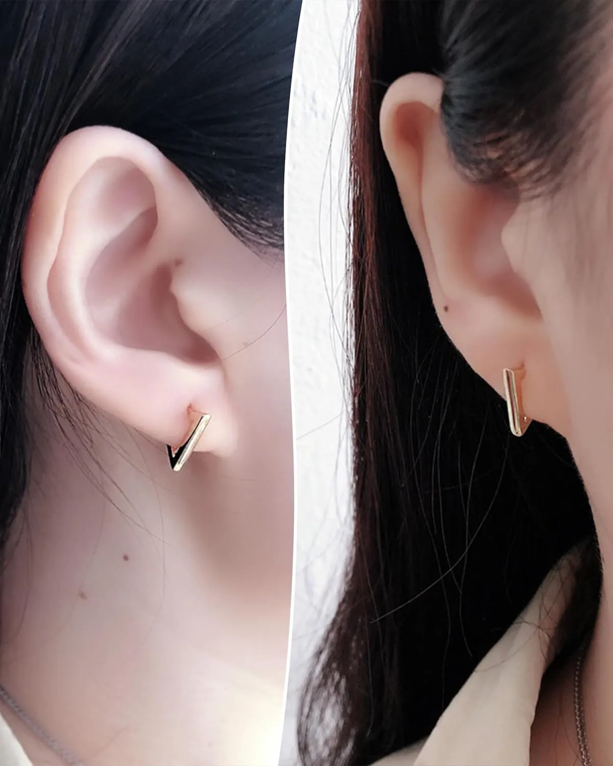 COCHARM 14K Real Gold Plated 925 Sterling Silver Hoop Earrings 20g Cartilage Hoop Triangle Helix Piercing Jewelry Septum Rings for Women Men
