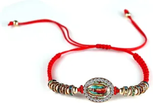 COLORFUL BLING Handmade Rosary Catholic Saints Jude, Jesus & Virgin Mary Holy Mary Red String Crystal Adjustable Bracelets Protection Good Luck Religious Prayer Jewelry