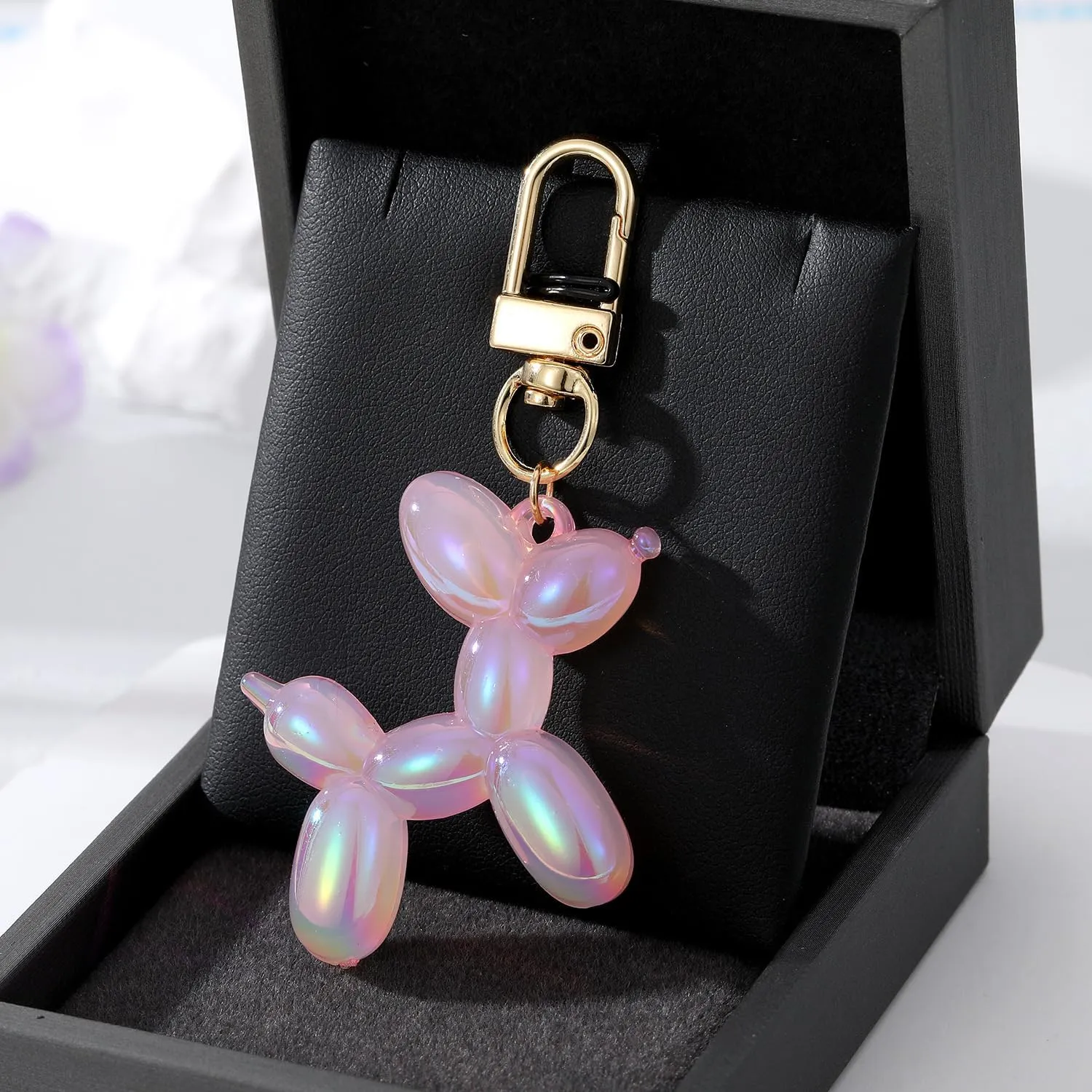 COLORFUL BLING Jelly Balloon Dog Keychain Accessories Backpack Pendant for Women