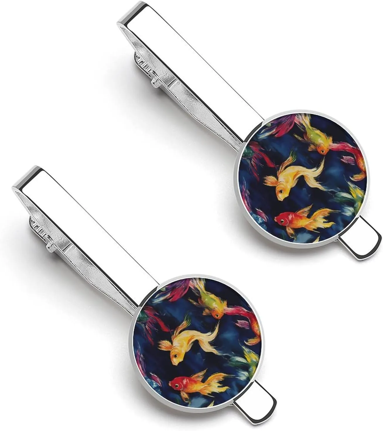 Colorful Japanese Fish 1 Pair Tie Clips Necktie Bar Pinch Clip for Wedding Business