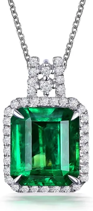 Colorful Life Sterling Silver Necklace with Princess Cut Pendant in Simulated Gemstones