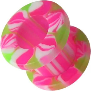 Colorful Pink Marble UV Ear Flesh Tunnel - Sold by Piece
