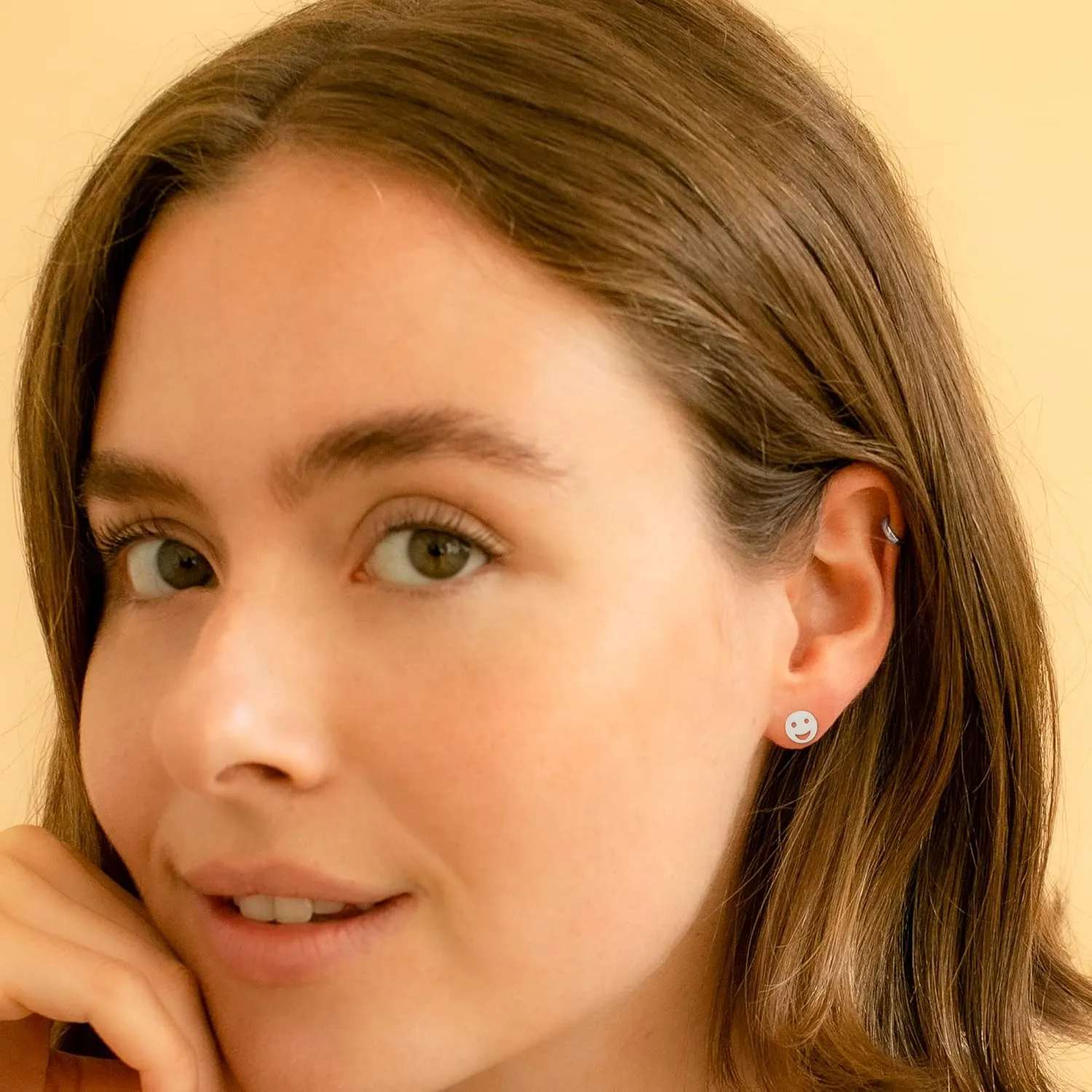 Columbus 14K Gold Plated Stud Earrings - Cute Star Smiley Face Mushroom Heart Studs - Simple Lobe Post Earrings - Gift Ideas for Women - for Ladies - for Her