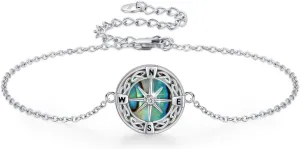 Compass Bracelet Sterling Silver Celtic Knot Compass Graduation Friendship Magen Star of David Inspirational Irish Knot Lucky Hexagram Bracelets Jewelry for Women